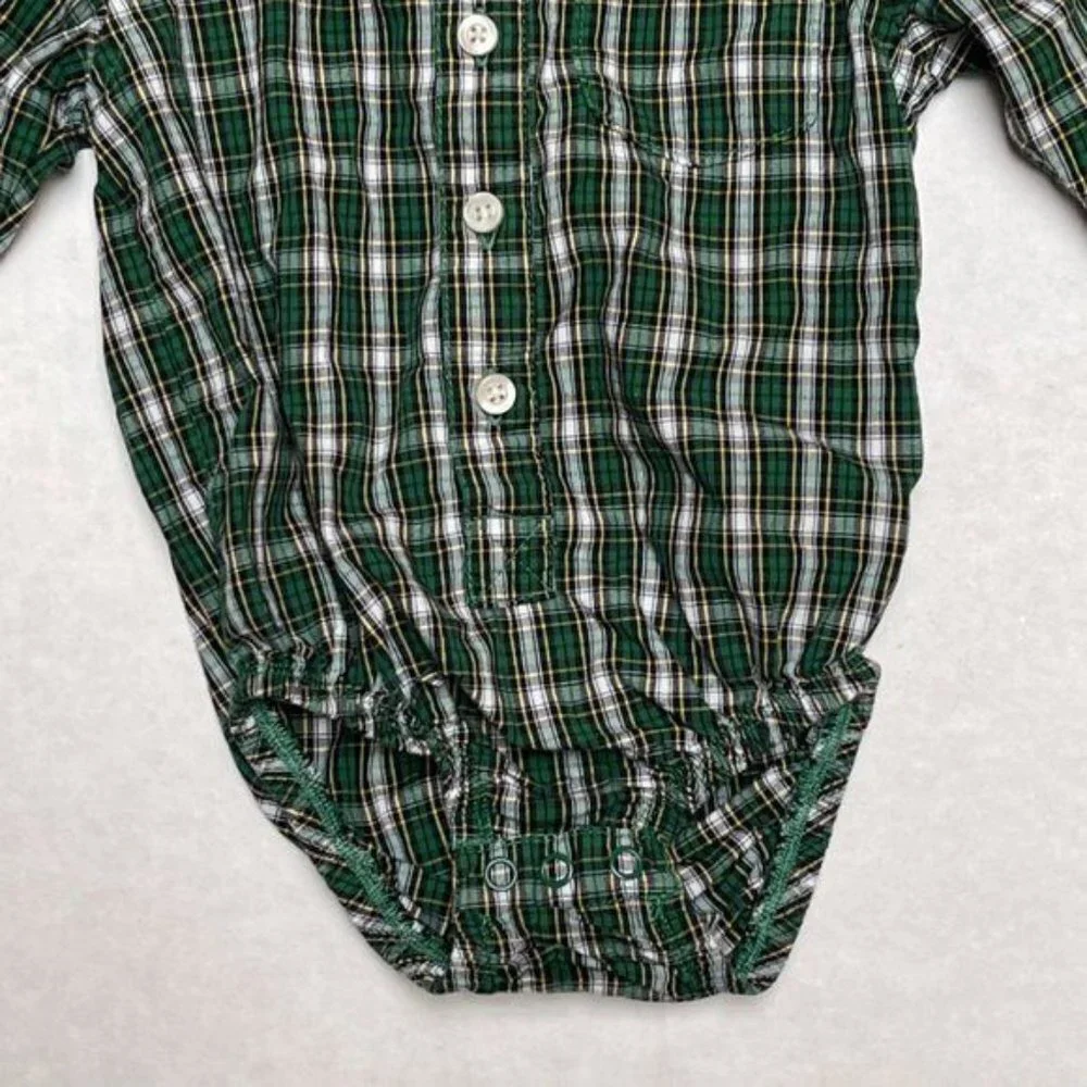 Oshkosh B'gosh Plaid Shirt Boys 12 Months One Piece Bodysuit Long Sleeves Cotton